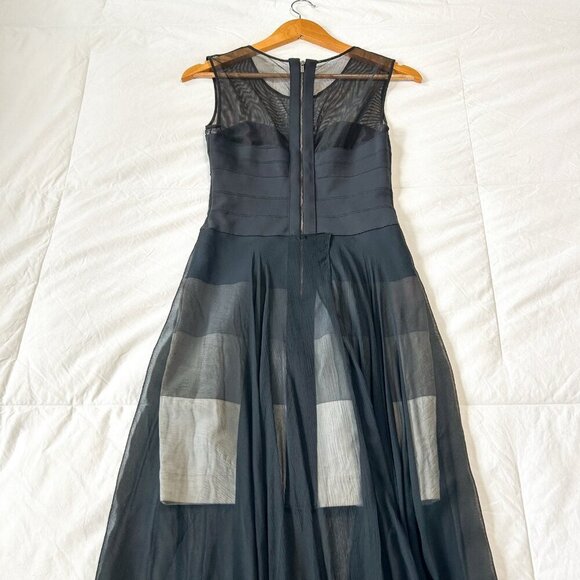 BCBGMAXAZRIA Alai Black Silk Bandage Illusion Mesh Maxi Dress Sleeveless Size S - Picture 9 of 12